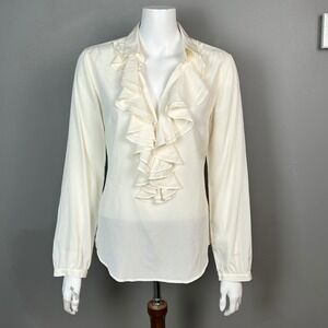 Ruffle Regal Secretary Blouse Top Women's size 6 US 10 UK Thomas Pink Tuxedo